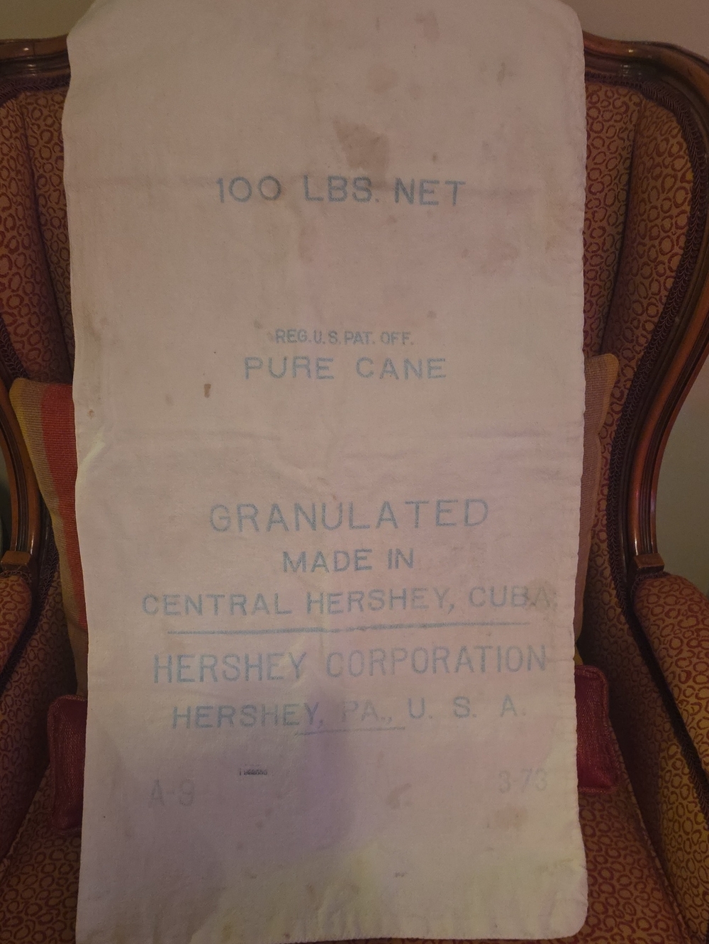 Vintage Hershey Corporation Sugar Sack - White with Blue Print